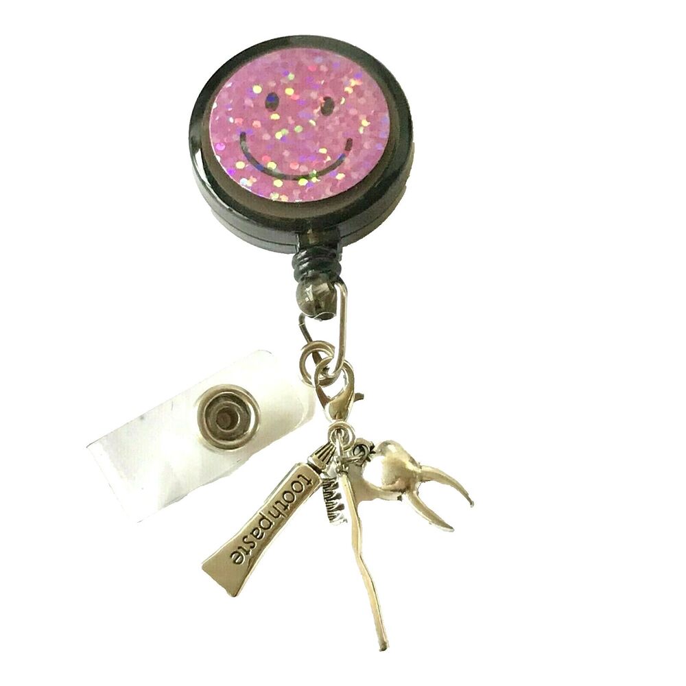 Tooth Brush Charms ID Badge Holder Lanyard Reel Dentist Dental Hygienist Gift